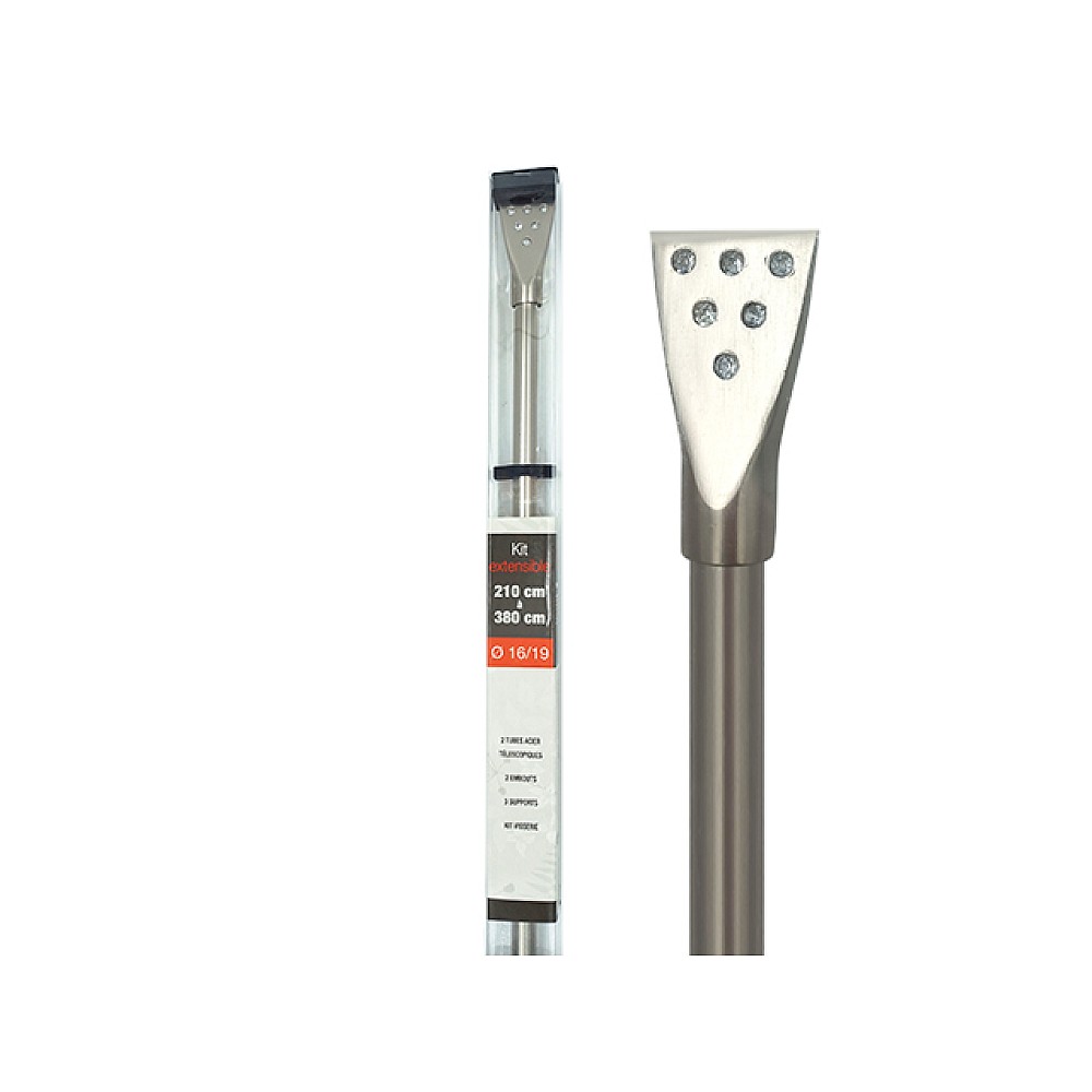 Tija glisanta pentru perdea 210-380cm D16/19mm Luance, argintie/lemn