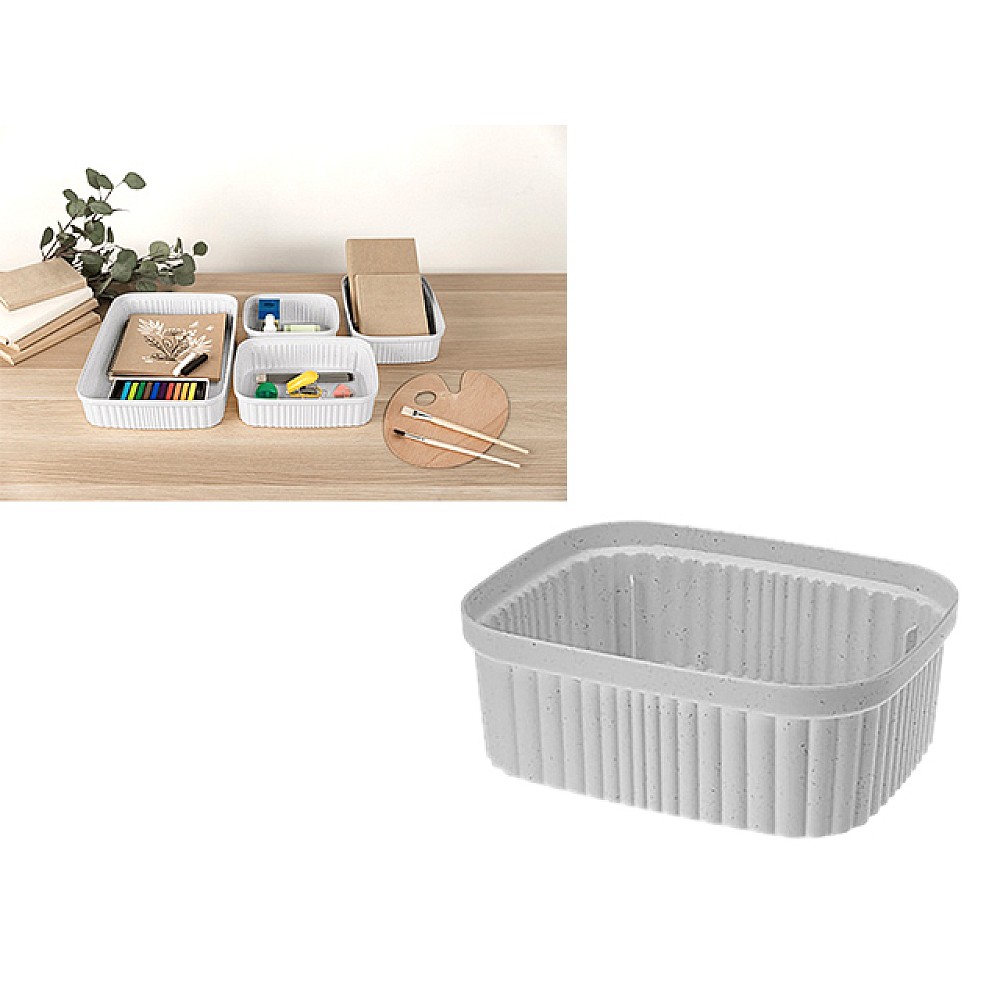 Cutie de depozitare Econova Velvet 1.45l, 19X15X7cm, gri deschis