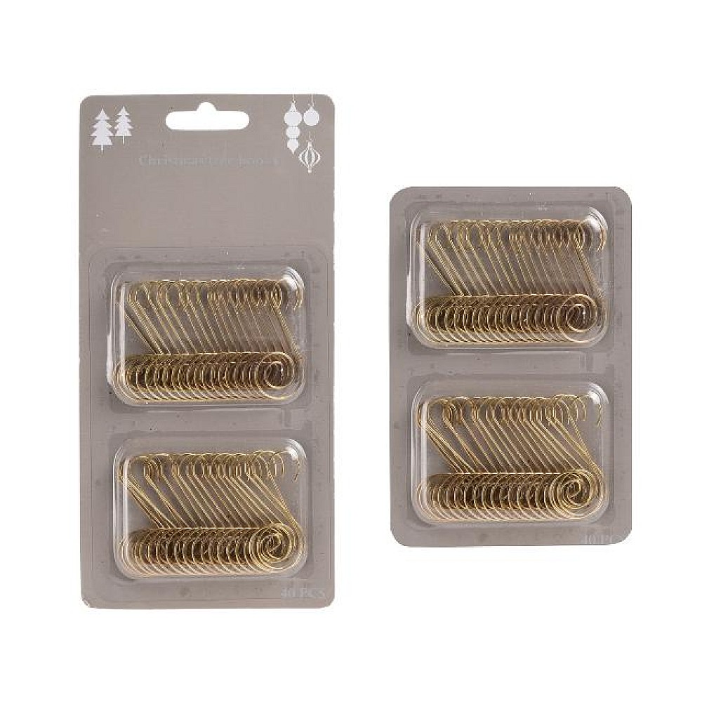 Set carlige pentru decoratiuni 40buc 4.5cm, metal, aurii