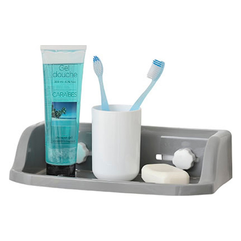 Raft din plastic pe ventuze Evideco 20X20X11cm, gri