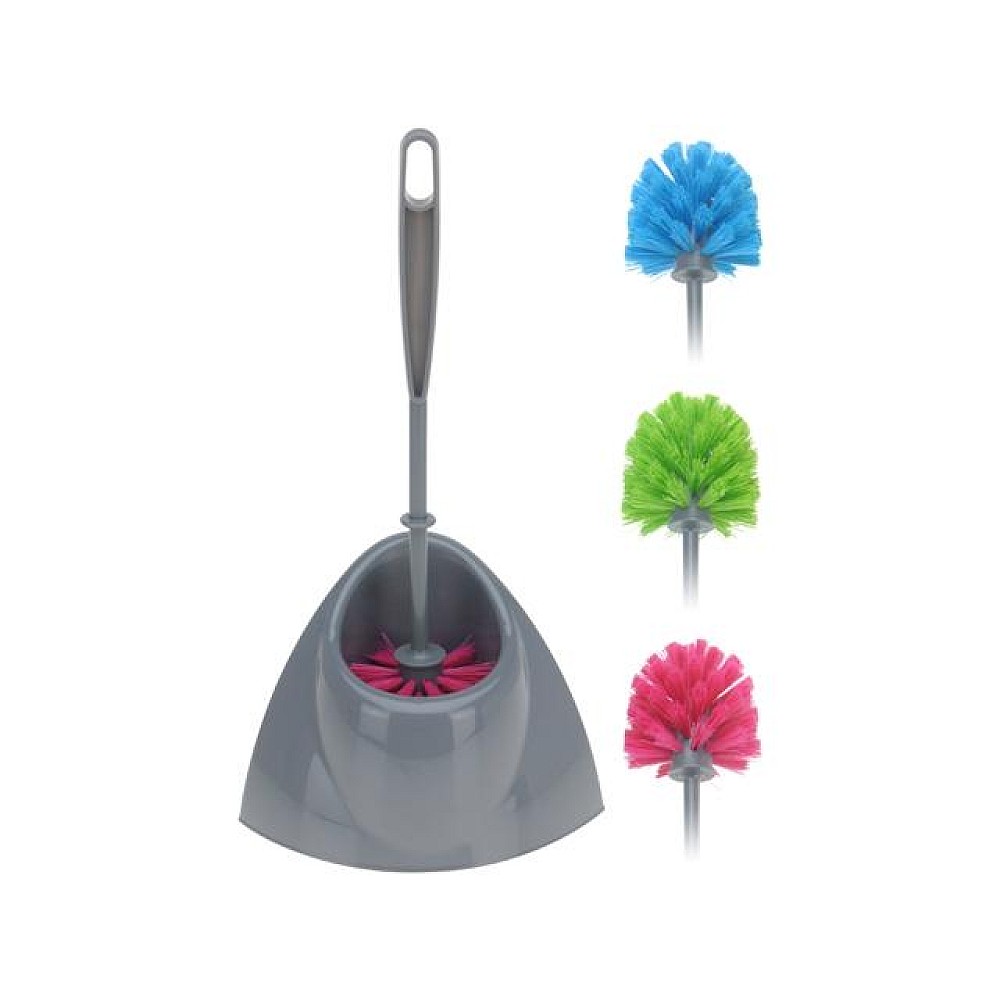Perie WC cu suport tip colt Bathroom 39cm, peri colorate, plastic