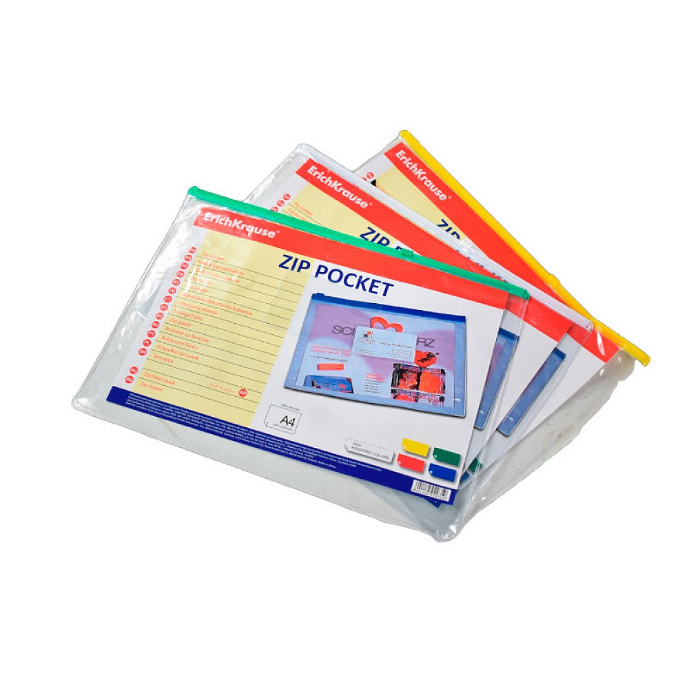 Mapa A4 cu fermoar ErichKrause, pana la 100foi, grosime 0.14mm