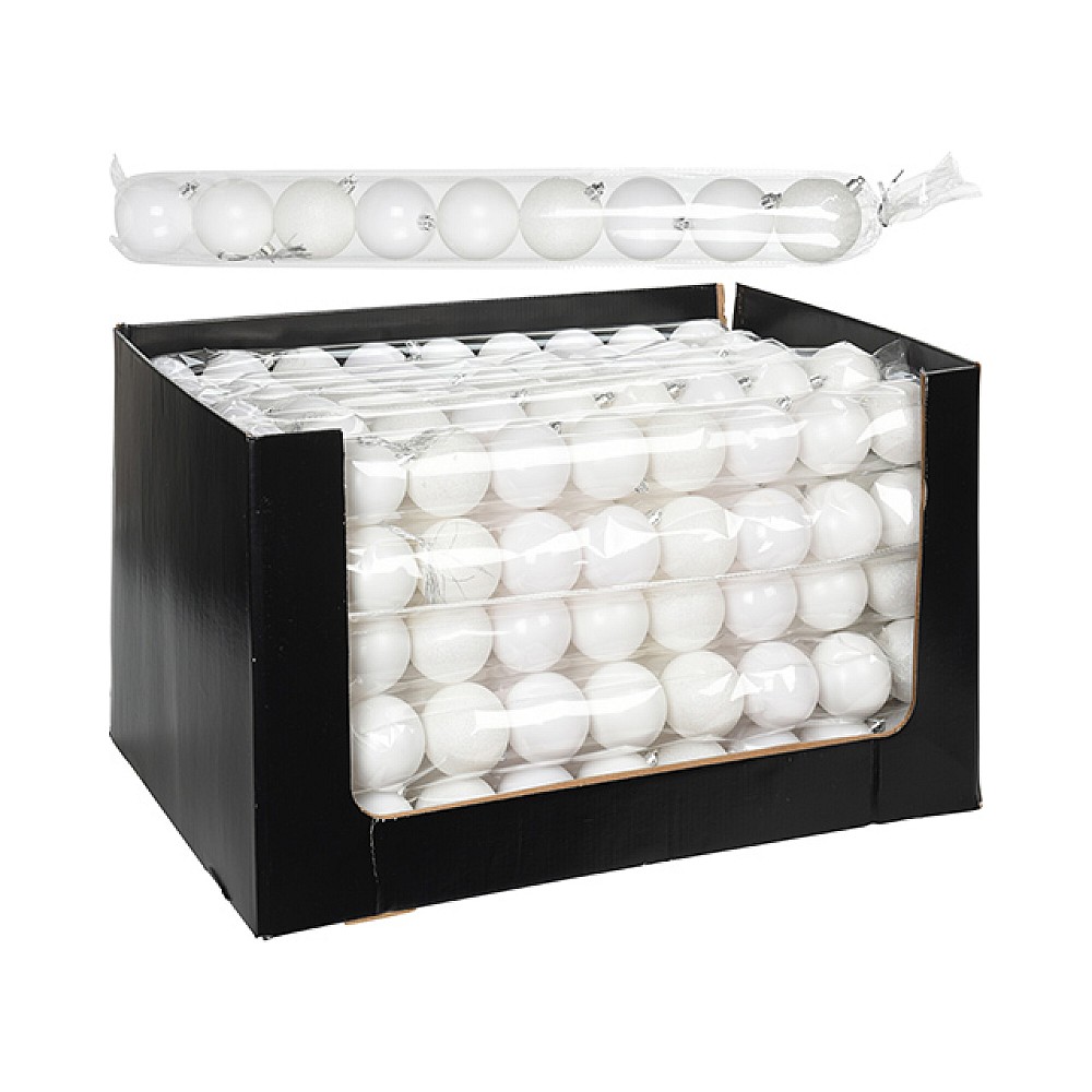 Set globuri pentru brad 9X60mm albe, amb