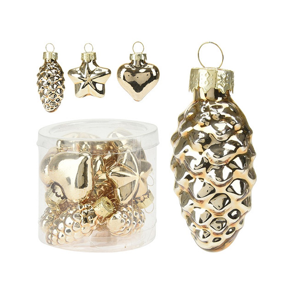 Set decoratiuni pentru brad din sticla 12buc 40mm, auriu, tub