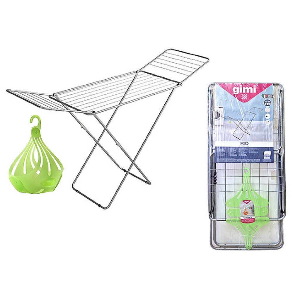 Uscator pentru haine Gimi Rio Silver 18 m cu cos pentru cleste de haine, otel