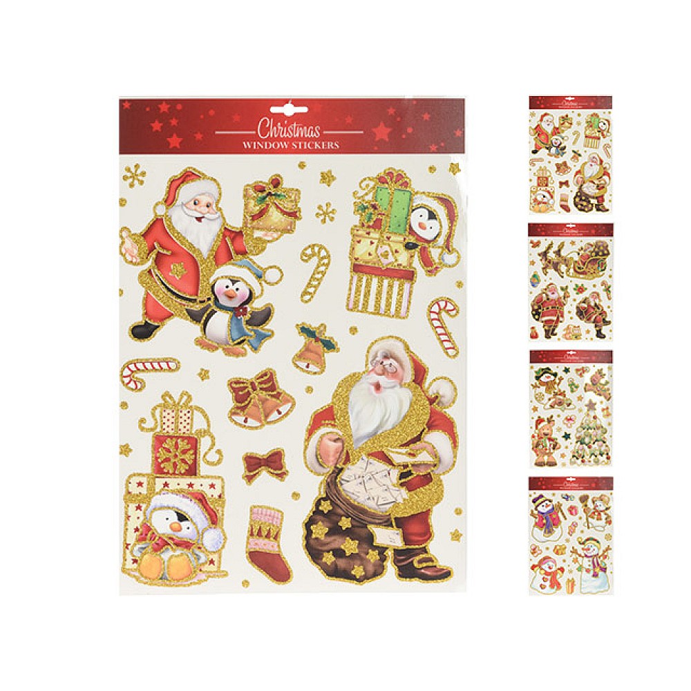 Autocolante de Craciun 30X42cm cu sclipici aurie