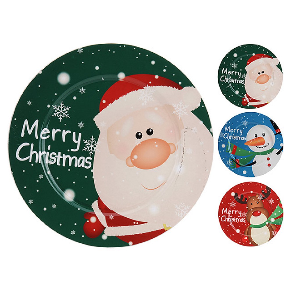 Farfurie decorativa 33сm Merry Christmas, plastic, 3 design