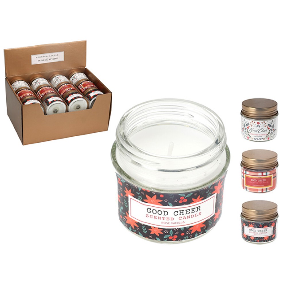 Lumanare parfumata in borcan 6X5cm, sticla, 3 arome