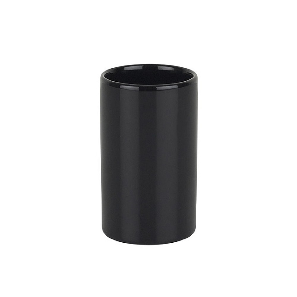 Pahar pentru periute de dinti Spirella Tube negru, din portelan