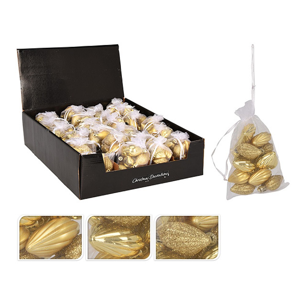 Set decoratiuni pentru brad 12buc, auriu