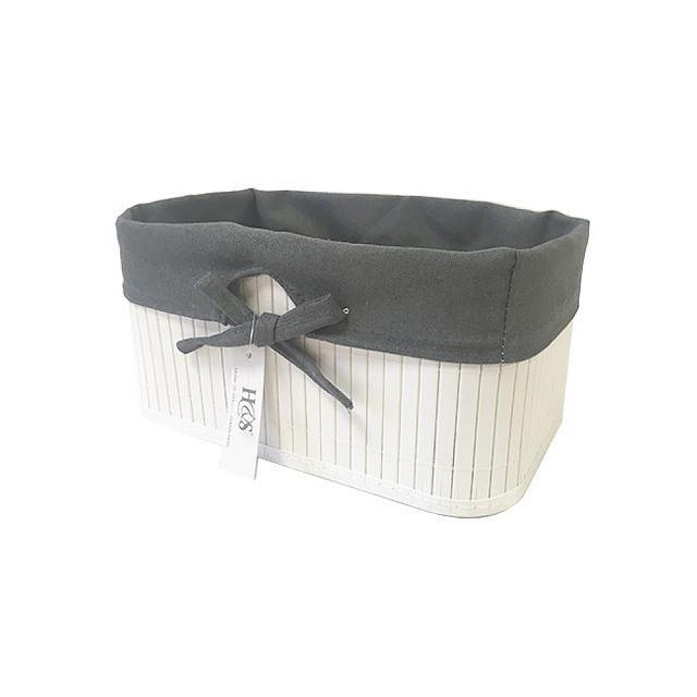 Cos împletit H&S 28X18X14cm alb, cu pânză neagră