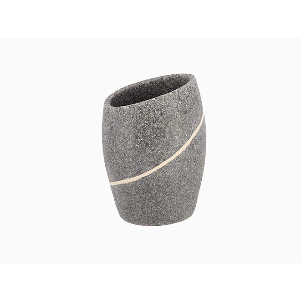 Pahar pentru periute de dinti Tendance Novara Stone Effect 7.2X6.5X9.8cm, polirasina, gri