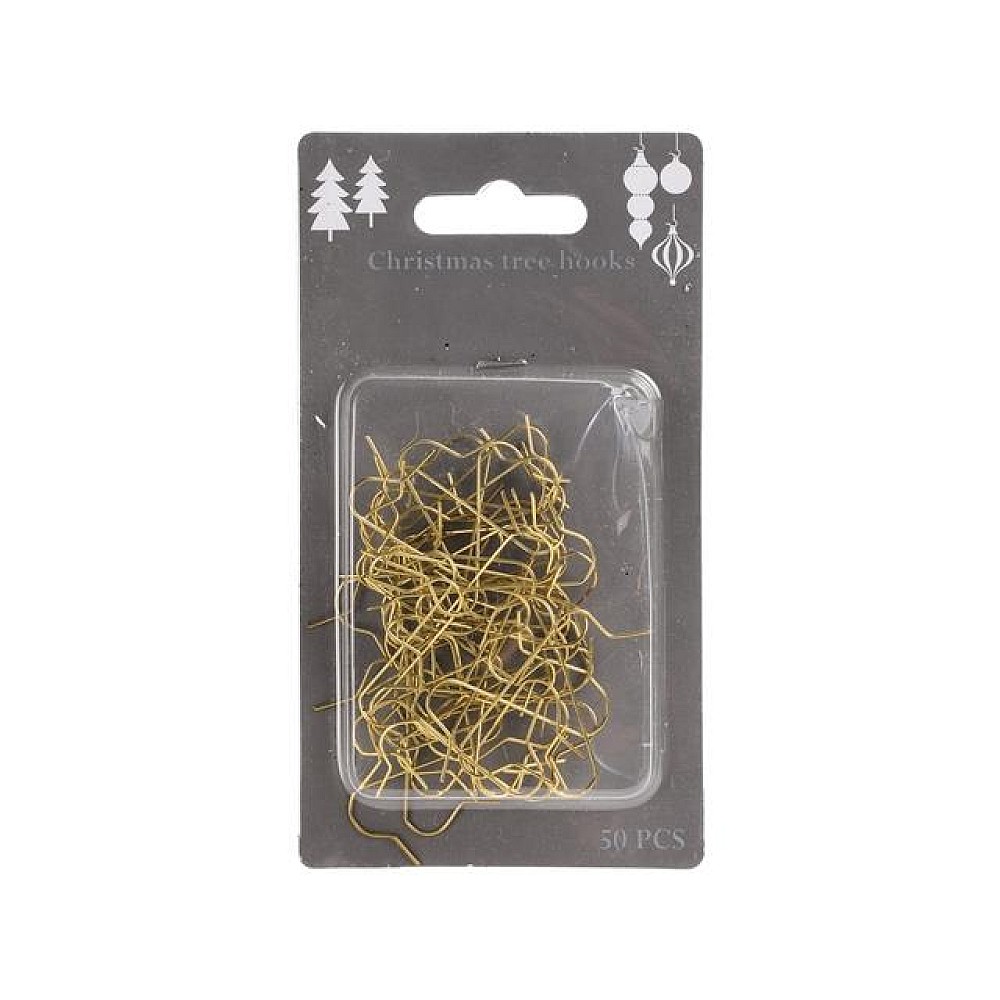 Set carlige pentru decoratiuni 50buc 7X0.1cm, metal, aurii