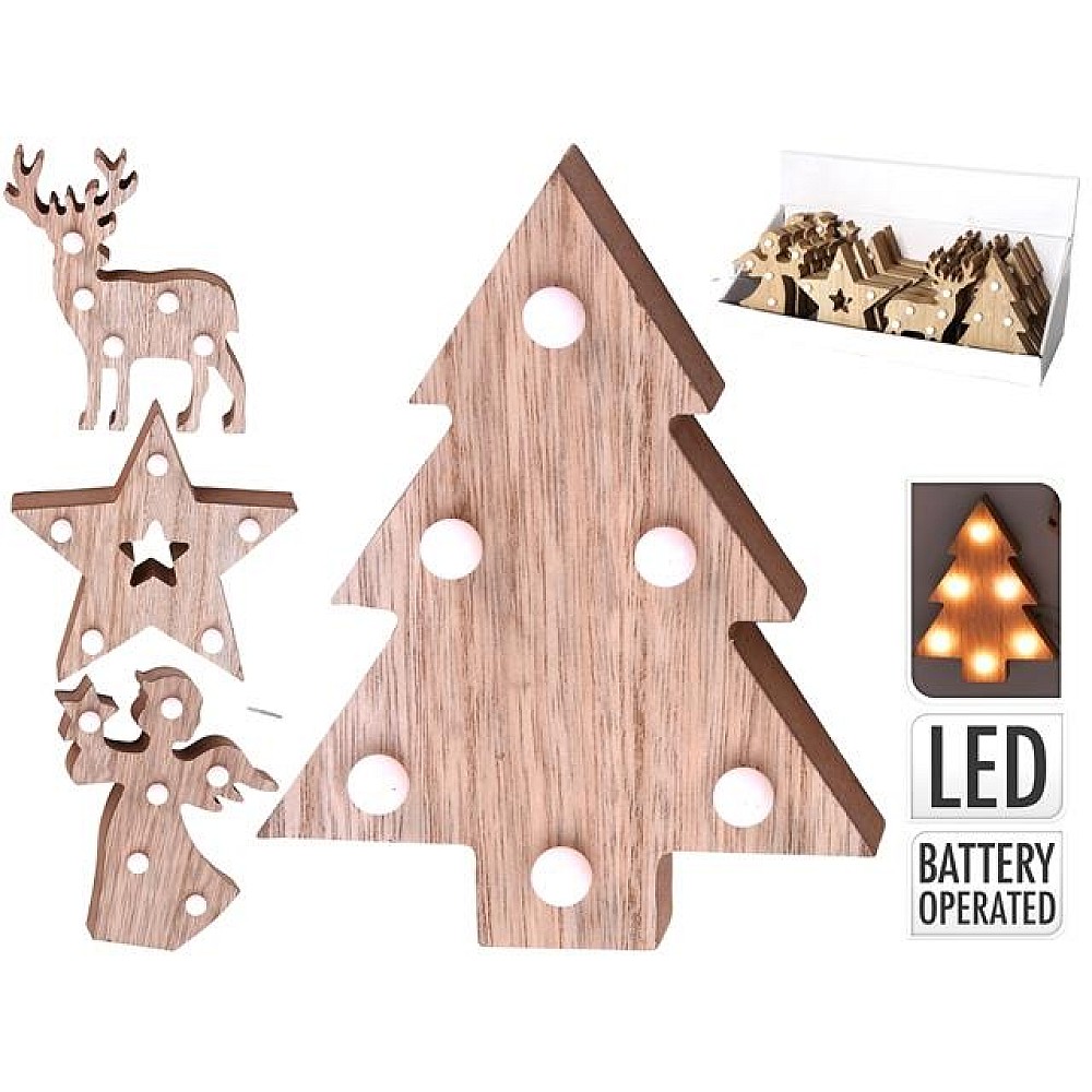 Suvenir din lemn LED Christmas 13X10cm, 4 modele