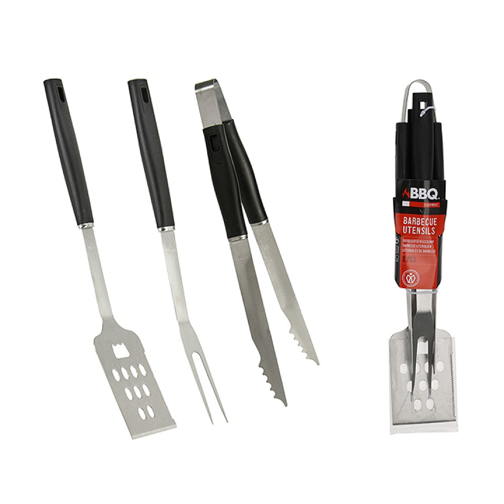 Instrumente pentru gratar 3 buc (spatula, furculita, cleste)
