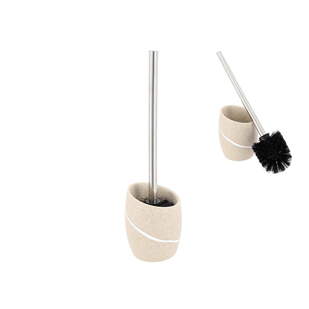 Perie WC cu suport Tendance Stone Effect, din polirasină, bej