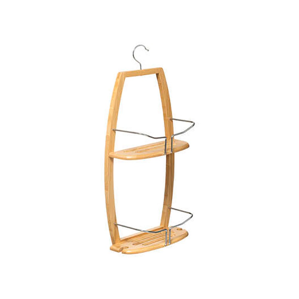 Raft de perete suspendabil cu 2 nivele Five, bambus + metal