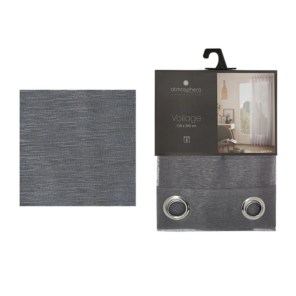 Perdea transparenta 135X240cm Atmosphera Moly, gri, poliester