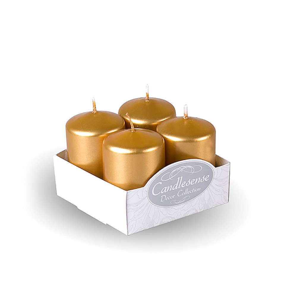 Set lumanari Decor 4buc, 4x6cm, 7-8ore, metalic aur