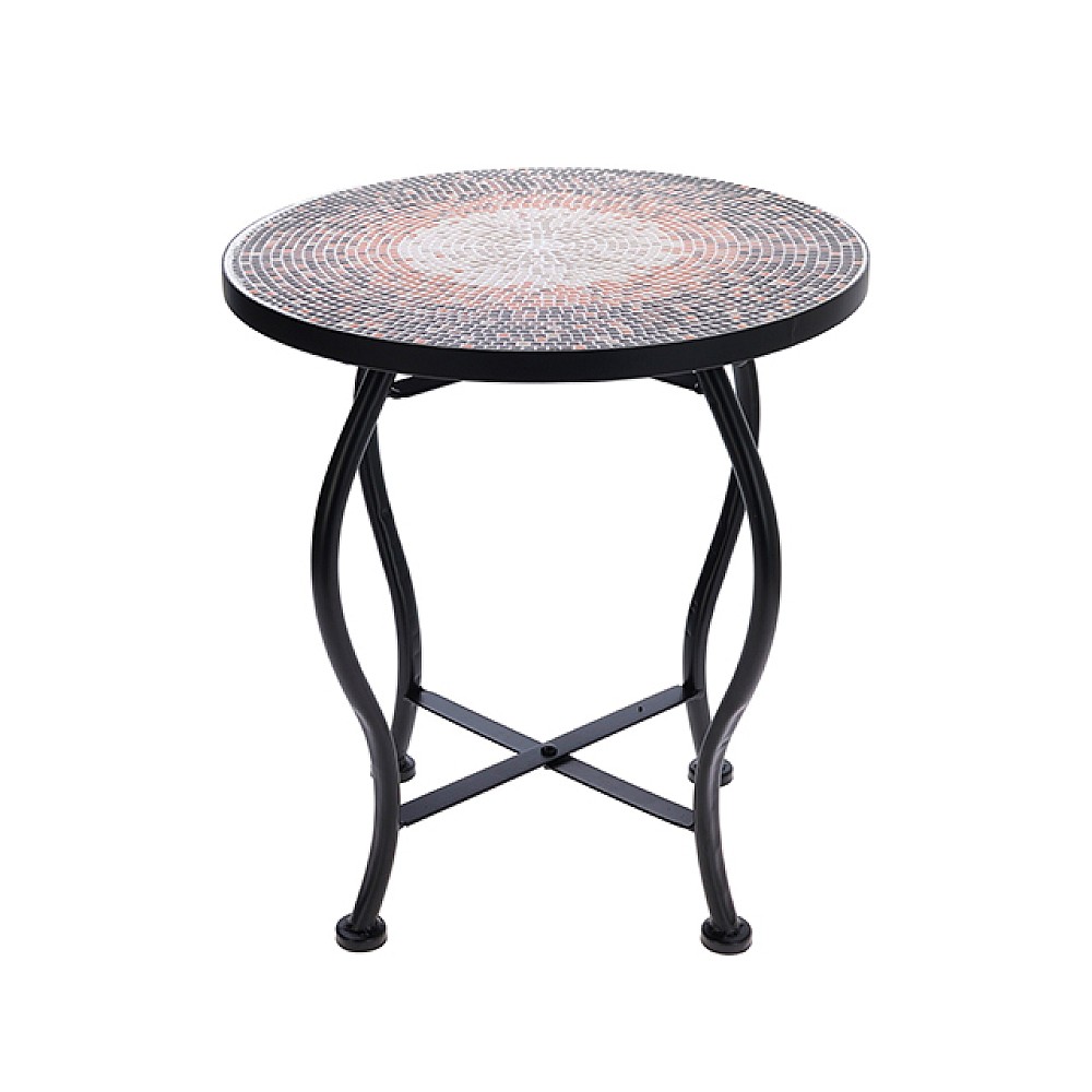 Masa Bistro Mozaic metal H40 cm, blat din piatra D38 cm