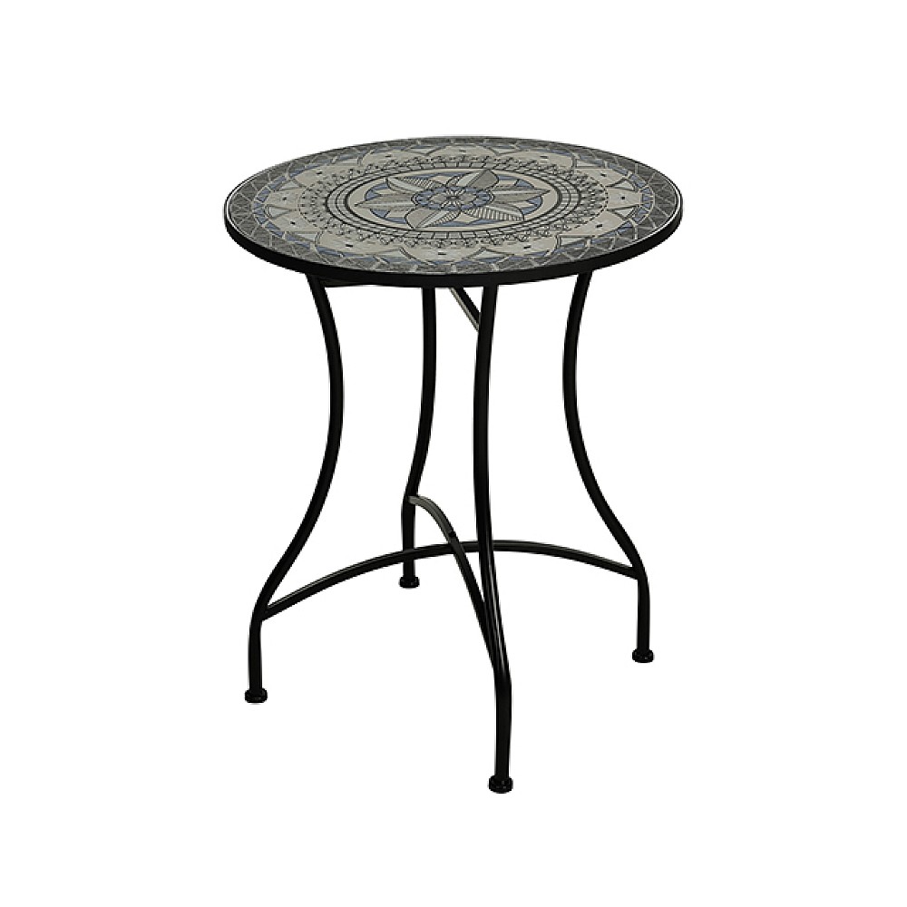 Masa Bistro Mozaic, metal si piatra, D60 cm X 71 cm