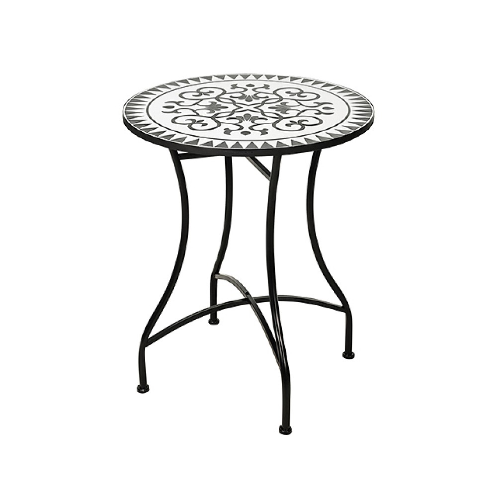 Masa Bistro Mozaic, metal si piatra, D60 cm X 71 cm