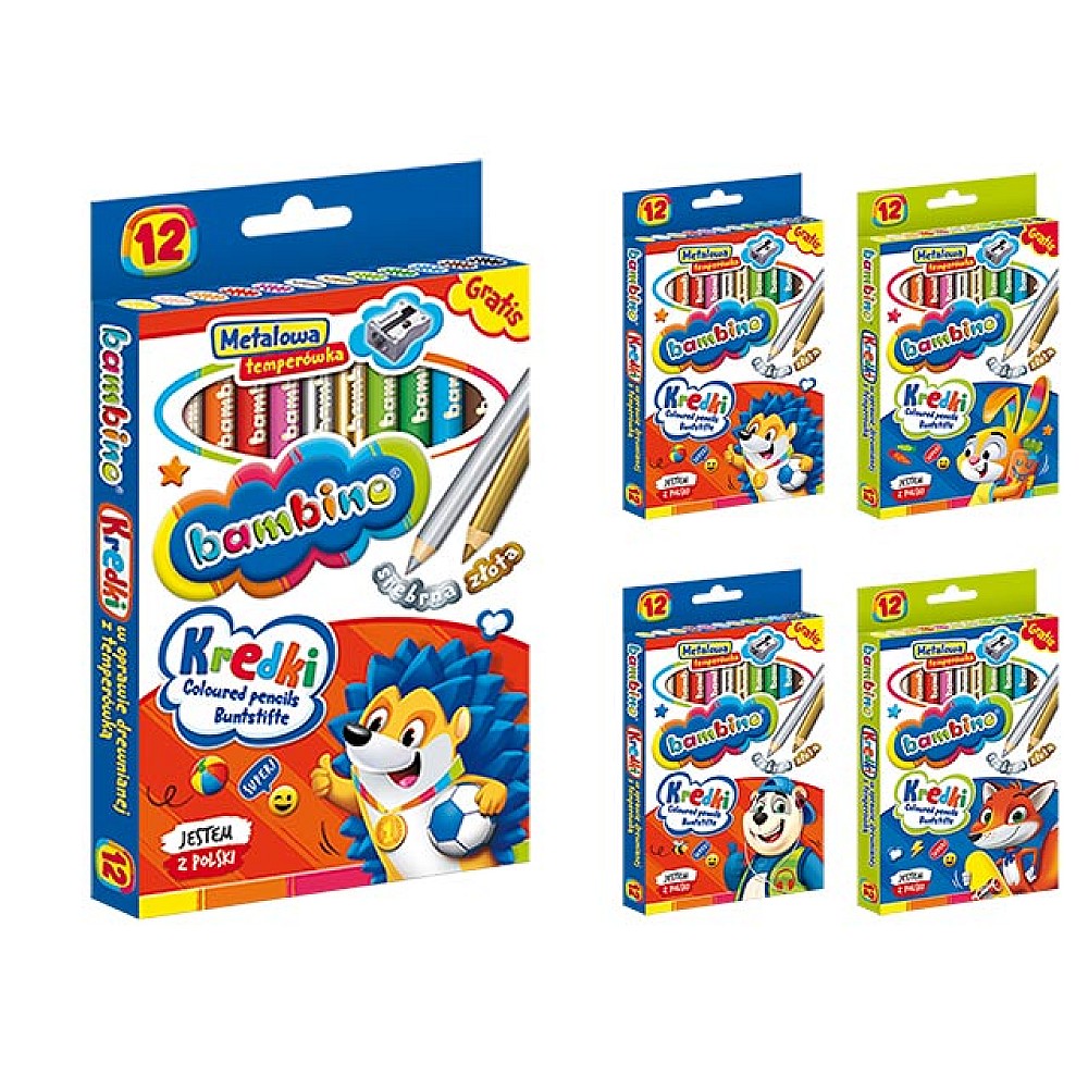 Set creioane colorate 12buc Bambino + ascutitoare