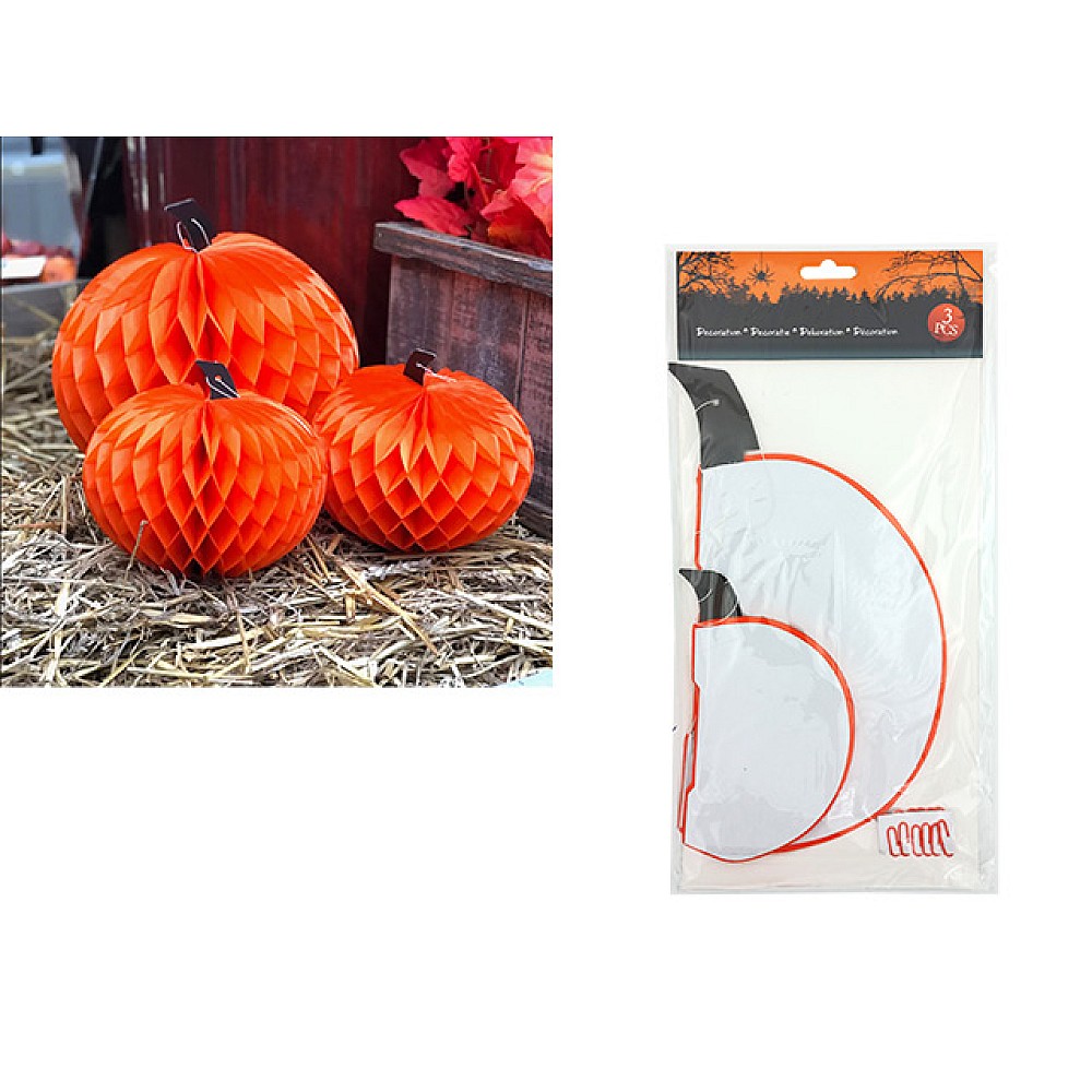 Set dovleacuri de hartie suspendabile 2buc 16X19cm, 1buc 27X30cm