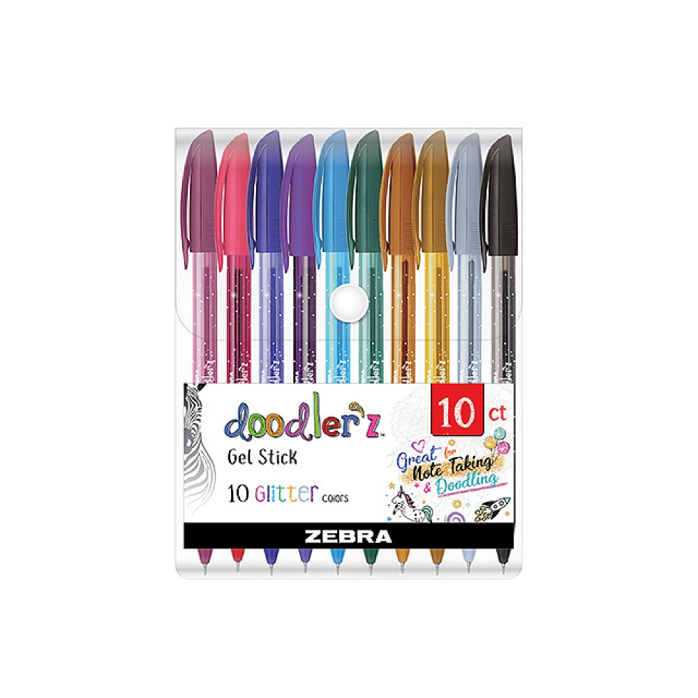 Set pix cu gel Zebra Doodler'z Glitter, 1 mm, 10buc