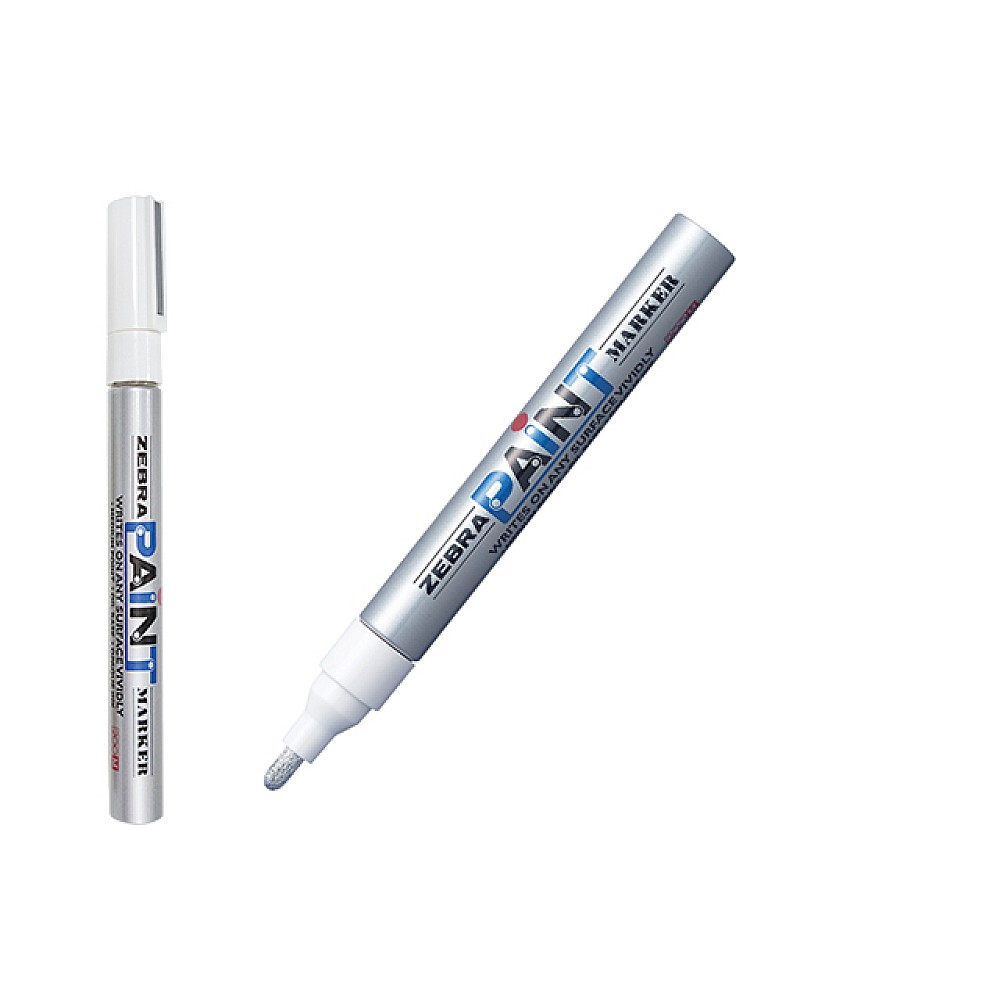 Marker permanent Zebra Paint, alb, 3 mm