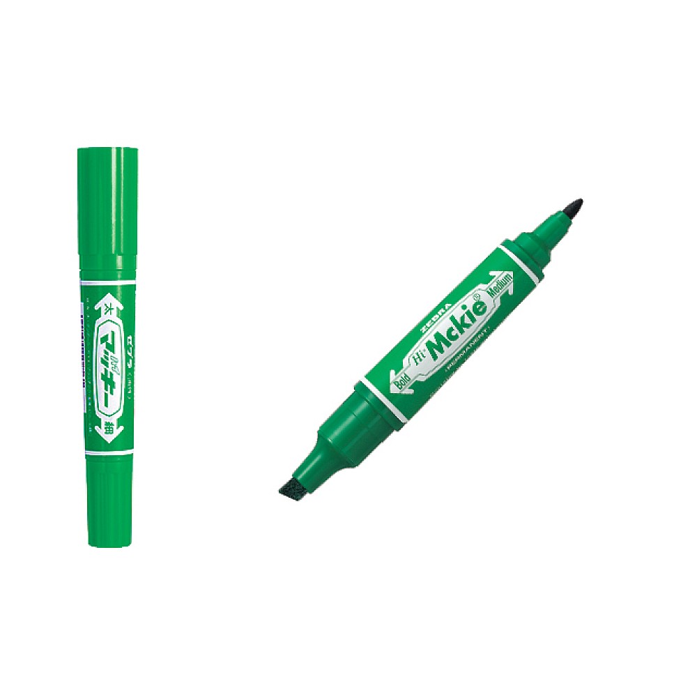 Marker permanent Hi-Mckie cu doua capete, verde, 2/4 mm