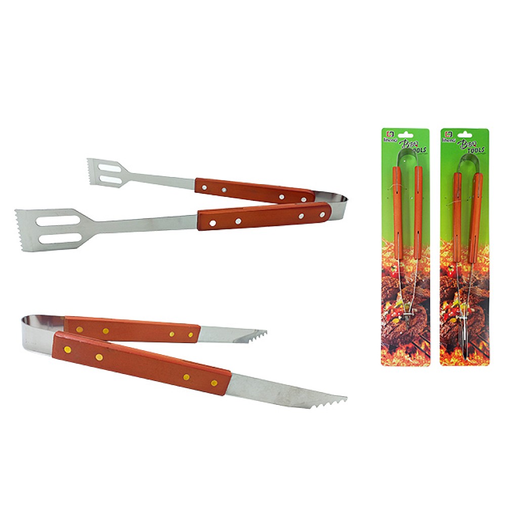 Cleste pentru gratar 36cm, cu maner din lemn