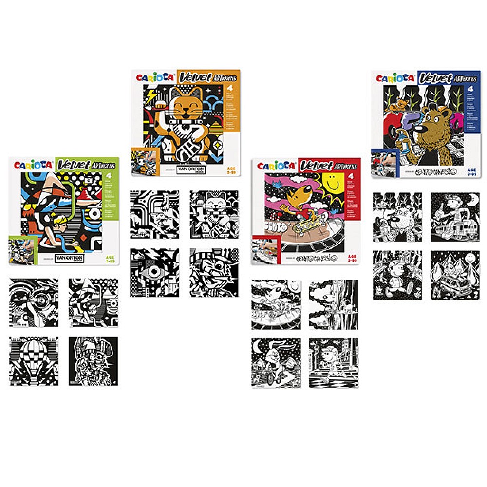 Carte de colorat cu contur in relief de catifea Carioca Velvet Cento, 4 tipuri