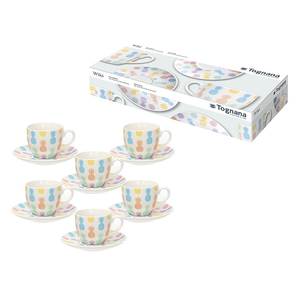 Set 6 căni cu farfurioare Tognana Wiki, portelan