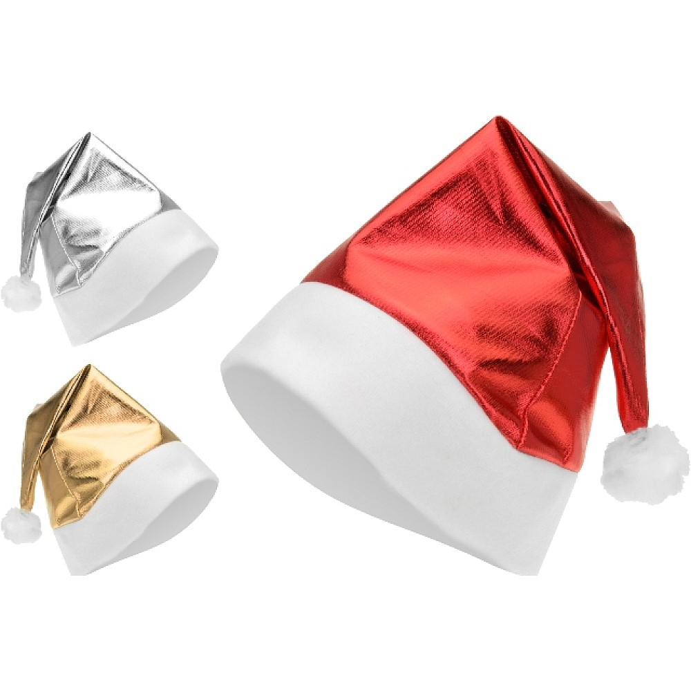 Caciula Mos Craciun, culori metalice rosu/argintiu/auriu