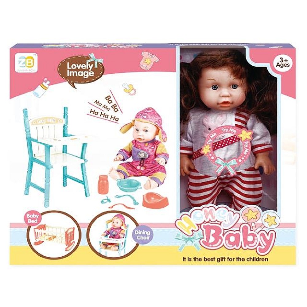 Papusa cu scaun si pat (epure) 38X32X10cm