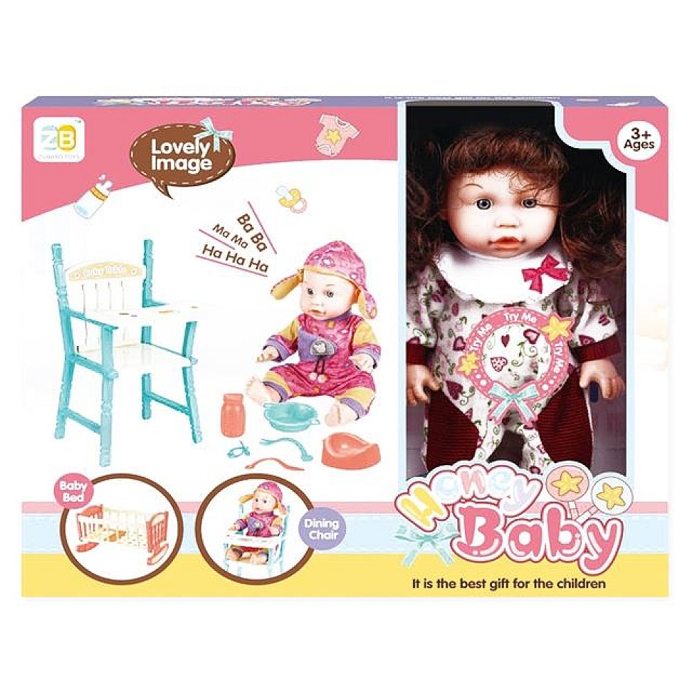 Papusa cu scaun si pat (inima) 38X32X10cm
