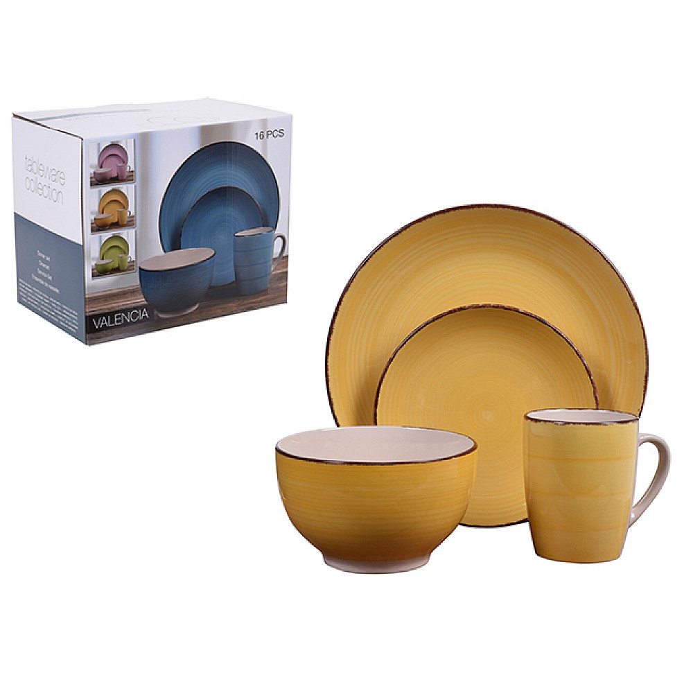Set de vesela Valencia 16buc, galben