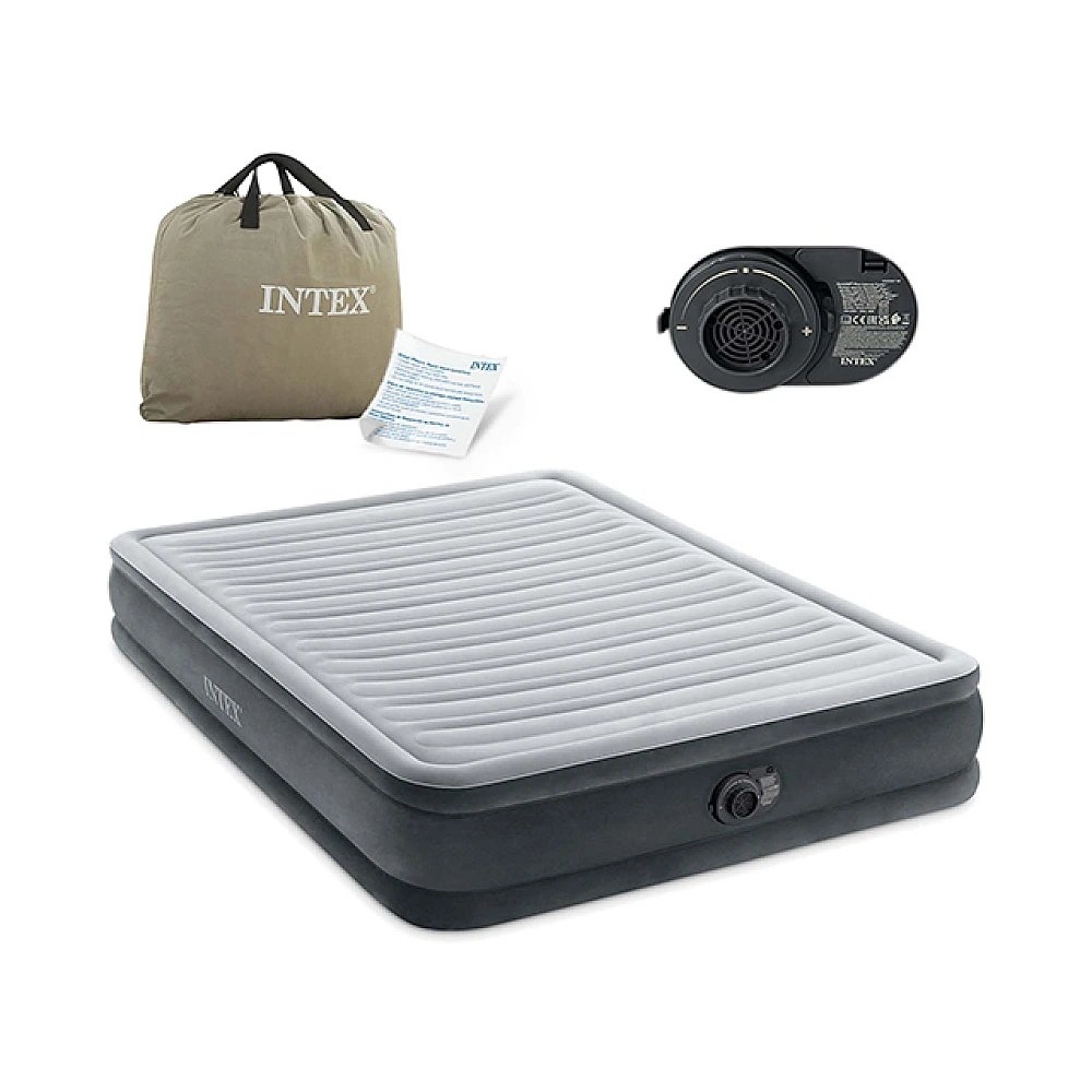 Saltea gonflabila Velur Dura-Beam fiber-tech 152x203x33cm, pompa incorporata 220V, 67770