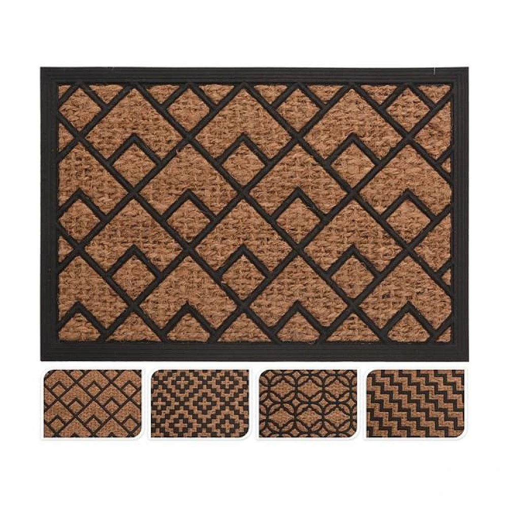 Covoras pentru antreu din cocos 40X60cm modele geometrice, baza de cauciuc