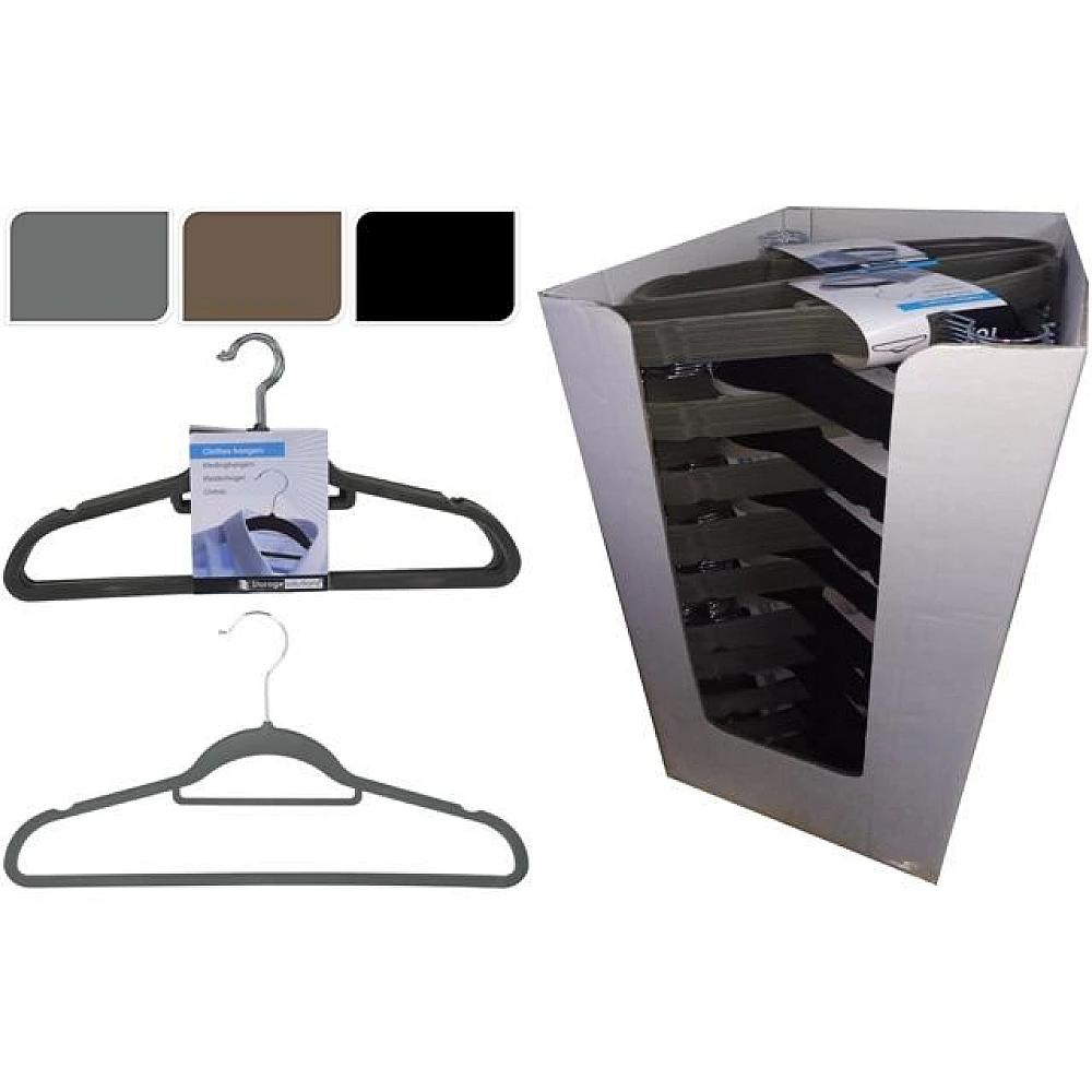 Set 10 umerașe din plastic pentru costume Storage, negru/gri