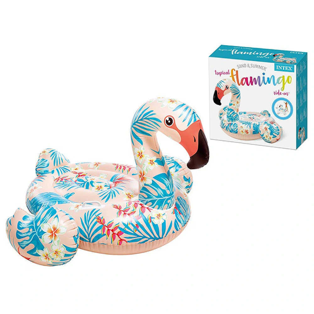 Plută-saltea gonflabilă Flamingo tropical cu mânere, 142x137x97 cm, până la 40 kg, 3+ 57559