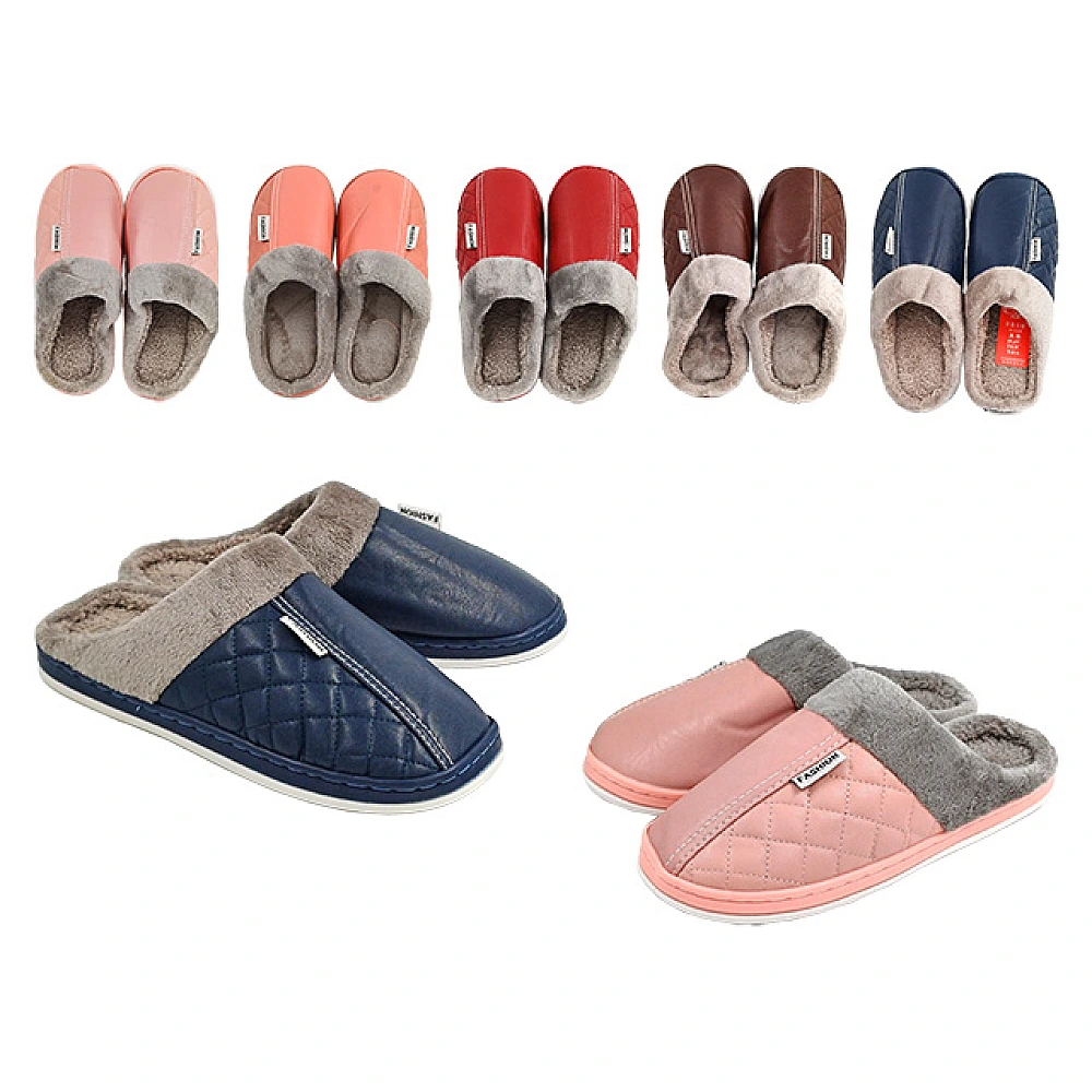 Papuci unisex cu aspect de piele, cu ornamente din blana (m.38-45)