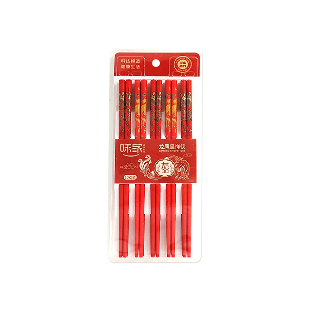 Set betisoare din bambus 10 perechi, rosu