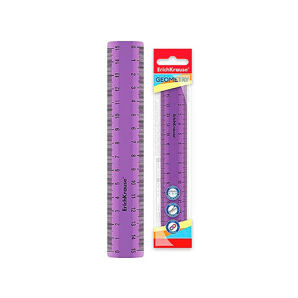 Rigla 15cm ErichKrause Standard, liliac, plastic