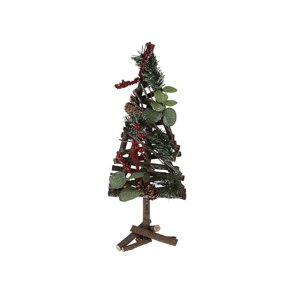 Brad decorativ cu fructe de padure 40cm, lemn