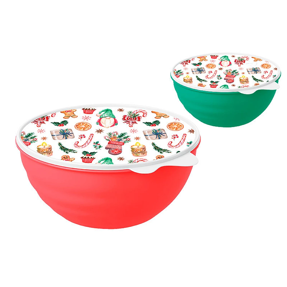 Castron din plastic cu capac Phibo1.55l, Christmas