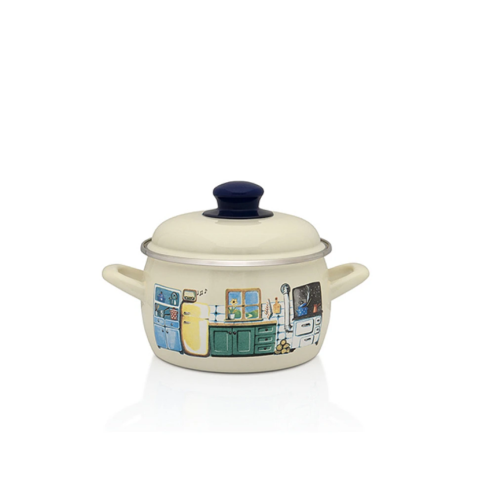 Cratita emailata SweetHome 16cm, 2.2l, capac din metal