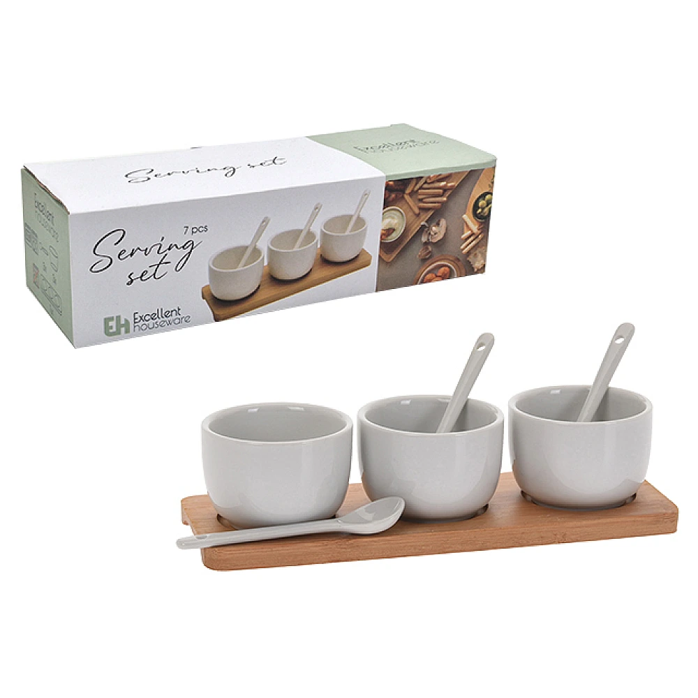 Set pentru aperitiv EH 7buc pe suport din lemn 22.5cm