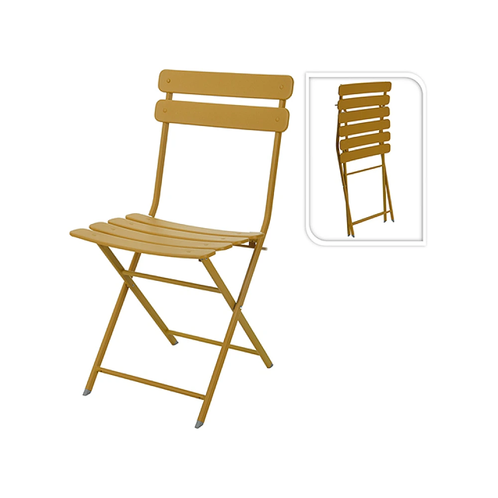 Scaun pliabil H80cm, metal, galben-verzui